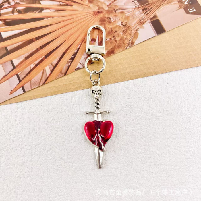 Wholesale Gothic style dark keychain pendant metal heart hot girl style palm bag cross pendant