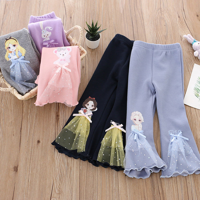 Wholesale Cotton Princess Cartoon Print Flare Pants JDC-BC-ShengY001