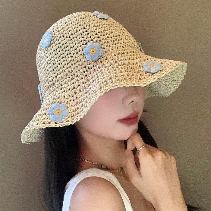 Wholesale Flower Straw Hat Women's Summer Sun Protection and Sunshade Fisherman's Hat