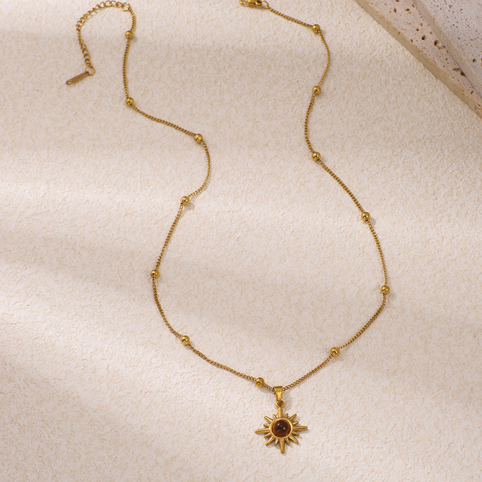 Wholesale Tiger' s Eye 304 Stainless Steel Stainless Steel Clavicle Necklace