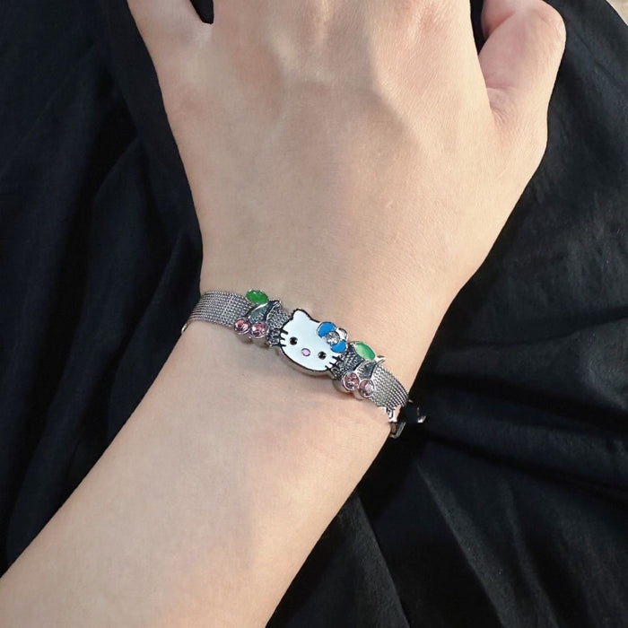 Wholesale Cartoon Cat Cherry Charm Couple Bracelet Fashion Jewelry Gift