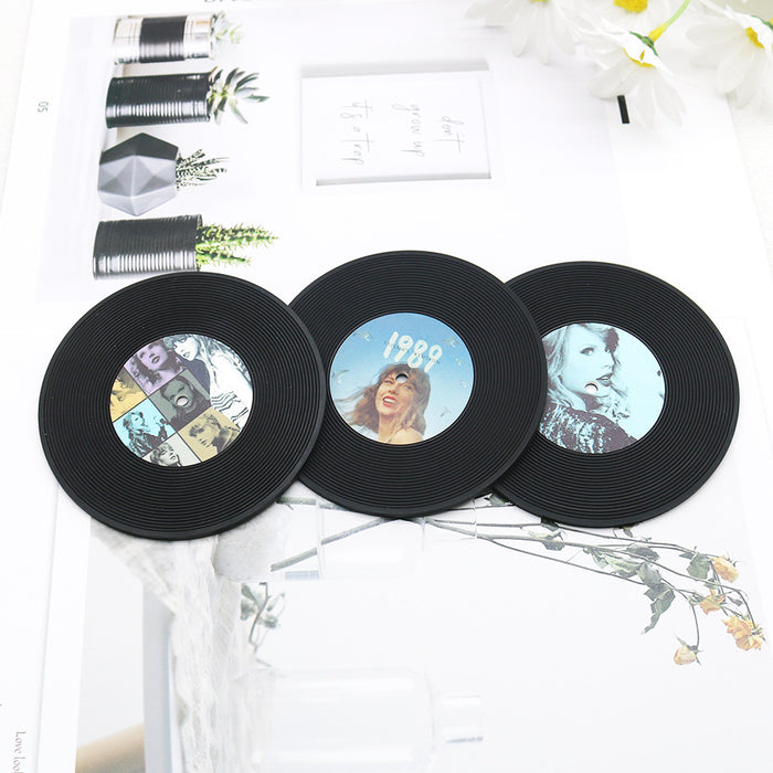Wholesale Black Rubber CD Silicone Coasters JDC-KC-Gaopu002