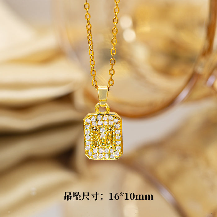Wholesale Four-Leaf Clover Necklace Women' s Micro-Inlaid Gold Electroplated Pendant