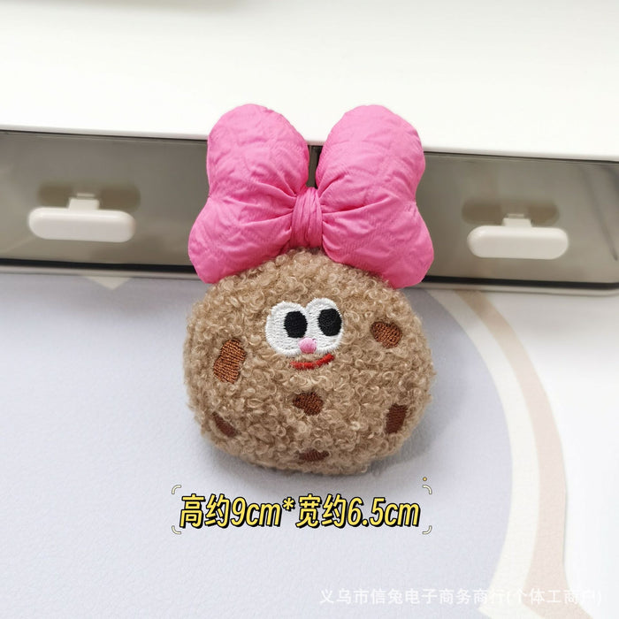 Wholesale Cute Creative Bow Cookie Pendant Cute Fun Biscuit Plush Doll Keychain Bag Car Pendant Decoration