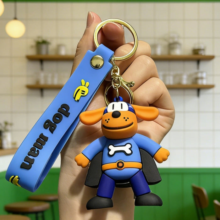 Wholesale Detective Dog Puppy Keychain Silicone PVC Cartoon Car Key Accessory Gift