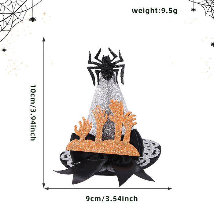 Wholesale Chic Witch Hat Hairpin Cloth Hair Clip With Skull Bat Pumpkin Design Masquerade Party Jewelry Accessory