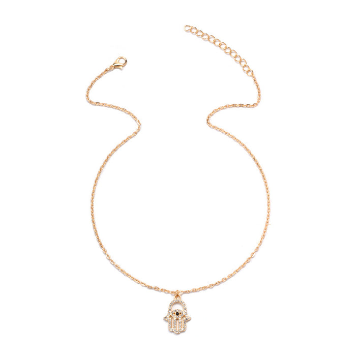 Wholesale Simple Devil's Eye, God's Hand, Crystal Necklace, Personalized Clavicle Chain