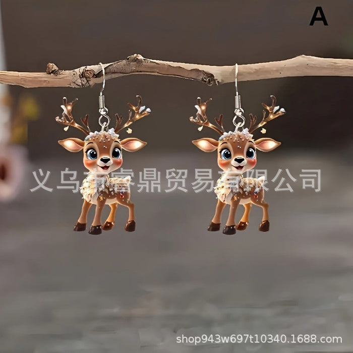 Wholesale Cute Christmas Deer Acrylic Earrings – Holiday Decor Fashion Accessory for Resale