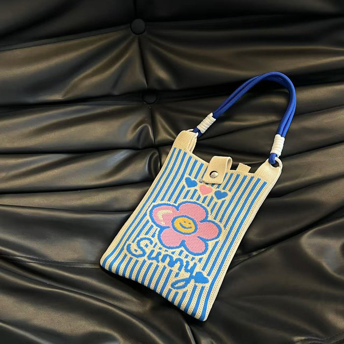 Wholesale Mobile phone bag cartoon knitted bag dopamine color matching handbag niche versatile shoulder crossbody bag