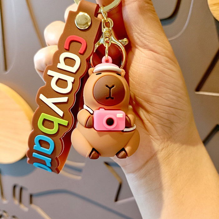 Wholesale Cartoon Keychain Internet Celebrity Cute Capybara Doll Children' s School Bag Pendant Car Key Chain Accessories
