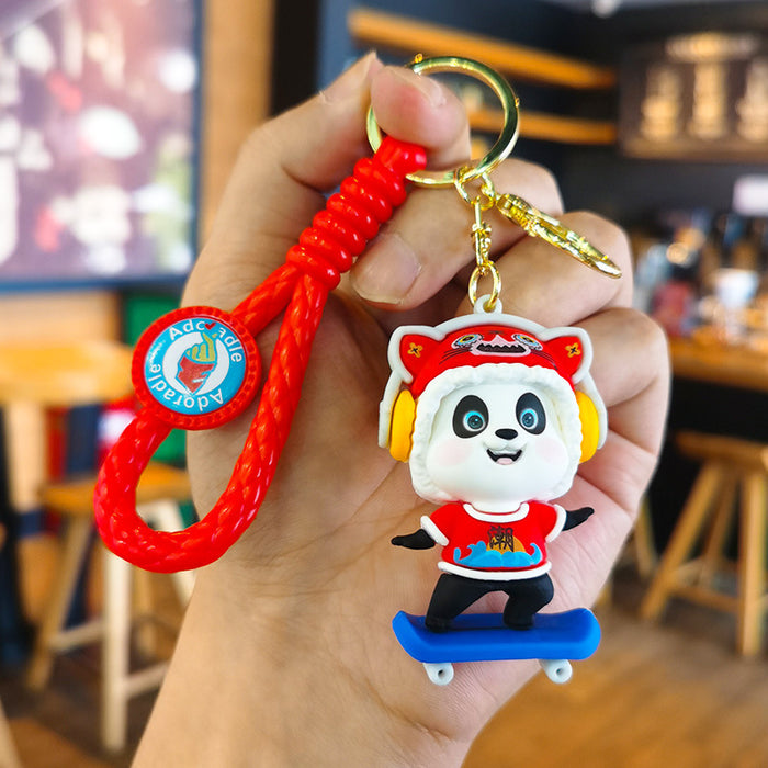 Wholesale Rubber Cartoon Doll Peking Opera Panda Keychain JDC-KC-Tingm184