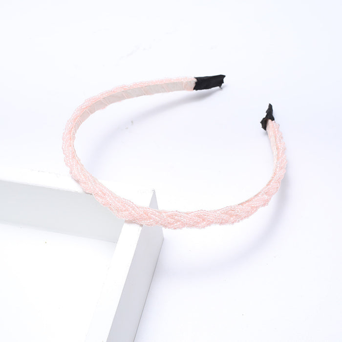 Wholesale Beaded twisted braid headband with millet beads crystal hairpin handmade beaded crystal hair accessories