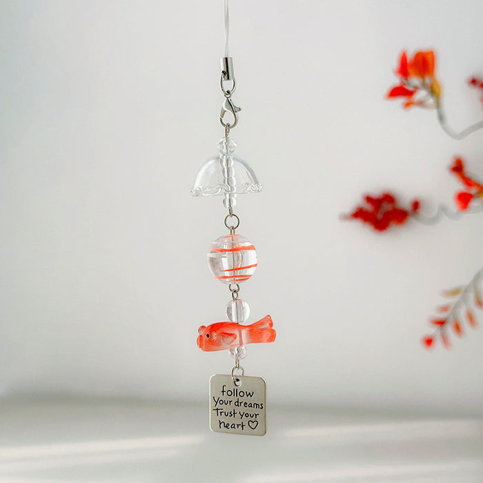 Wholesale Cute Goldfish Wind Chimes Pendant Personality Mobile Phone Chain  Hanging Ornaments