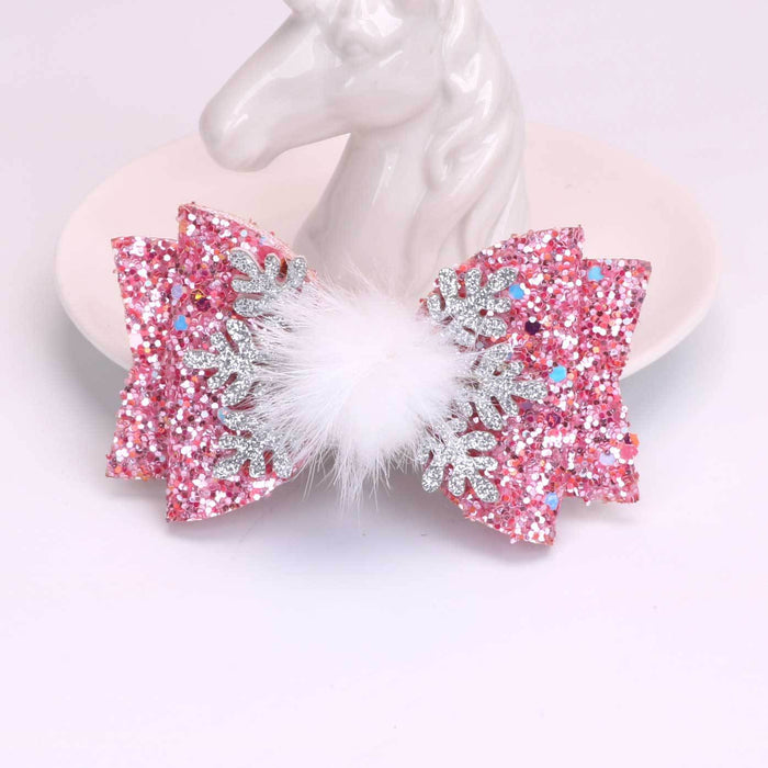 Wholesale Children's Bow Snowflake Sequin Christmas Fabric Hairpin JDC-HC-Bais002