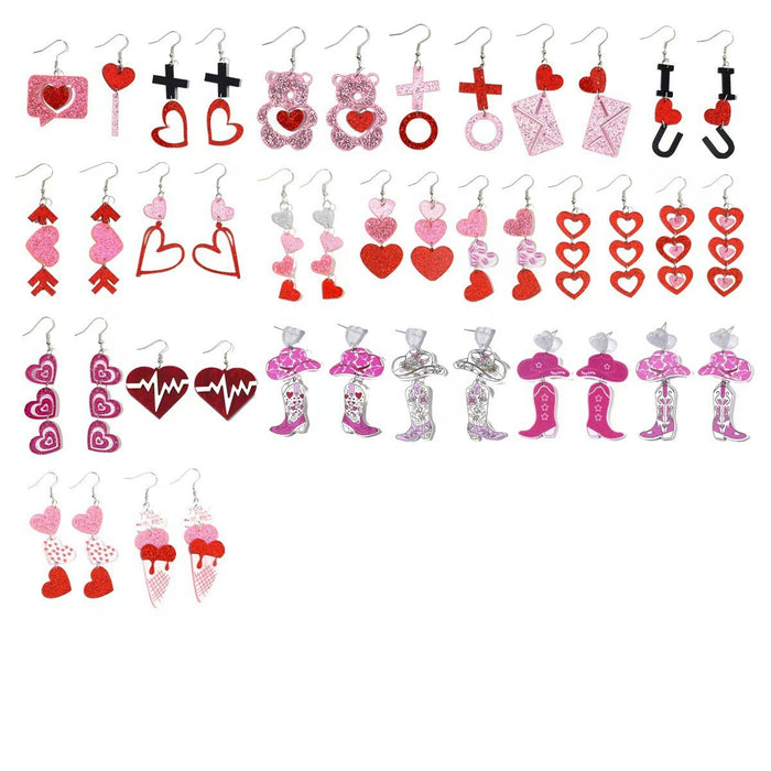 Wholesale Acrylic Heart Envelope 2D Earrings Valentine' s Day Fashion Accessory MOQ≥2