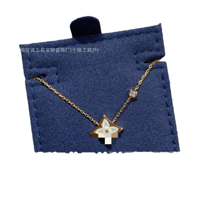 Wholesale White Beimu necklace with diamond shaped circular collarbone chain