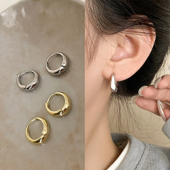 Wholesale Gold and Silver Buckle Female Niche Design Cold Style Ear Buckle Fashionable Simple Earrings