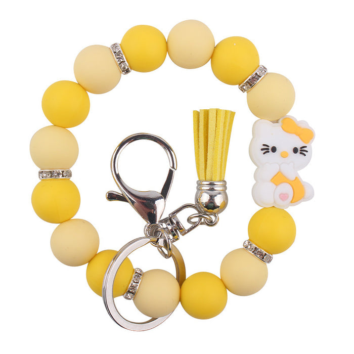 Wholesale Cartoon Silicone Beaded Wrist Keychain JDC-KC-GuangTian037