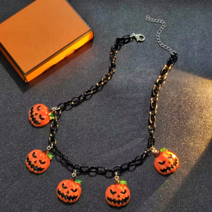 Wholesale Halloween Acrylic Pumpkin Ghost Pendant Necklace JDC-NE-Qianzi001