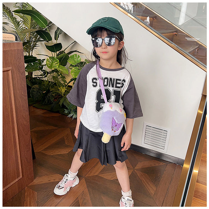 Wholesale New plush ice cream bag, cute doll shoulder bag, children's crossbody bag, coin purse