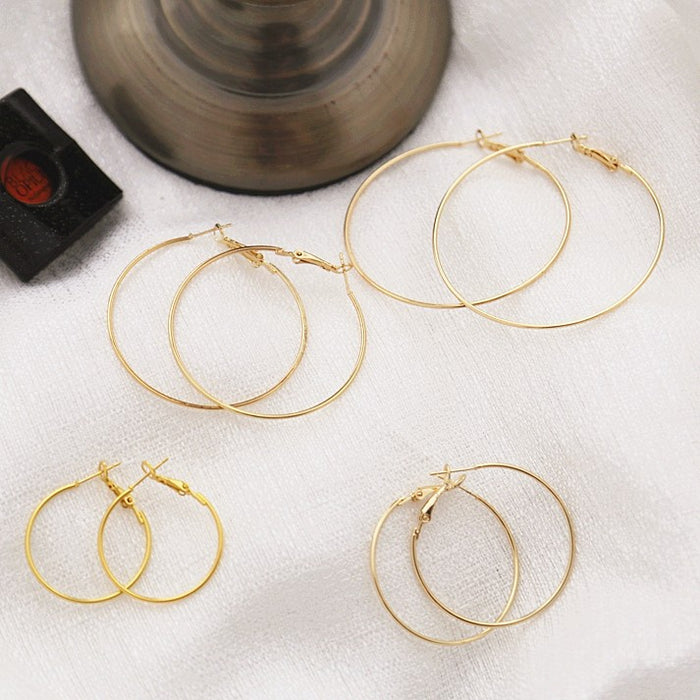 Wholesale Silver needle circle large ear ring plain ring earrings with versatile temperament