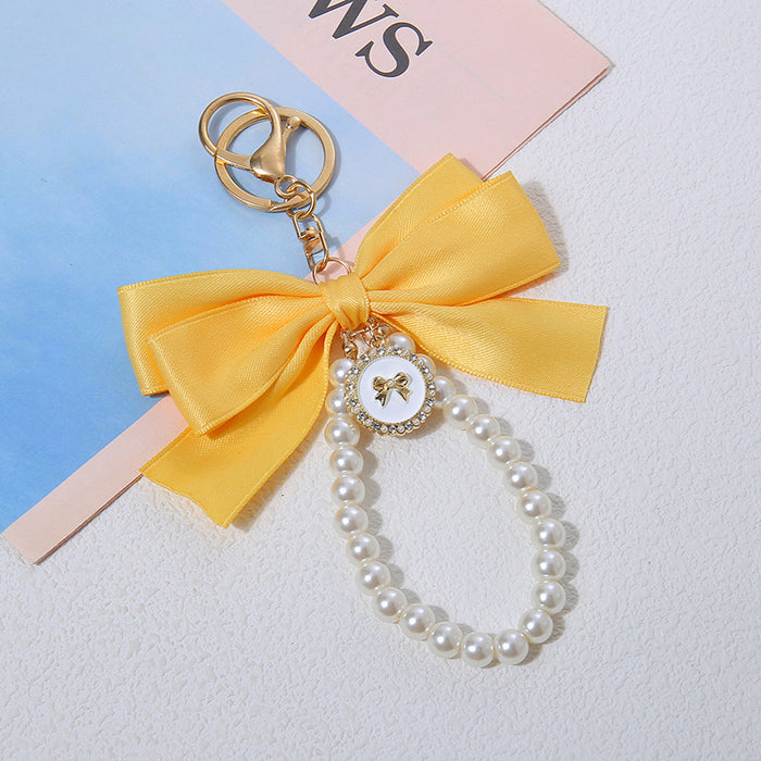 Wholesale Large Pearl Bow Keychain Pendant Ribbon Cloth Accessories Headset Bag Decoration