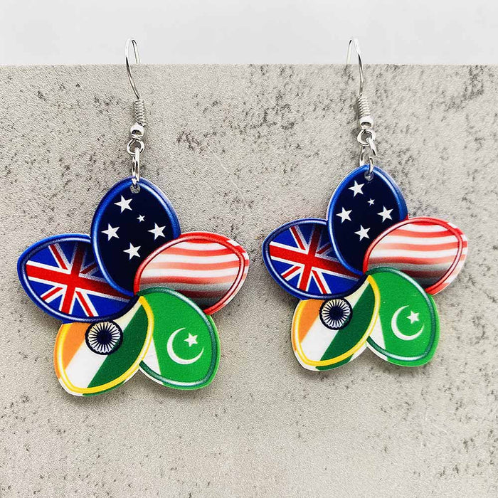 Wholesale Independence Day Colorful Flowers Acrylic Earrings JDC-ES-PuCi034