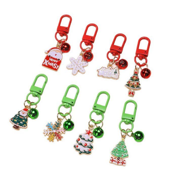 Wholesale Christmas gift keychain cartoon bell old man snowflake pendant bag jewelry pendant