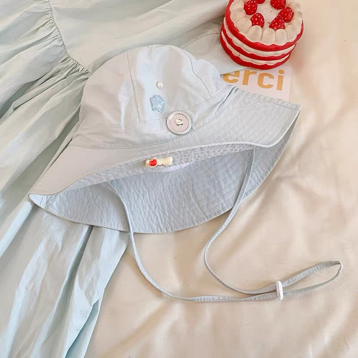 Wholesale Wholesale bow button quick drying fisherman hat, thin version, breathable flip eave basin hat, sunshade and sun protection hat