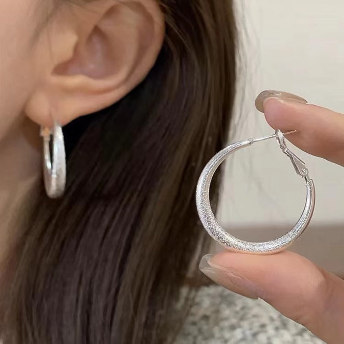 Wholesale Frosted Gymnback silver Ear Ring Ear Buckle Elegant Personality Earrings Earrings