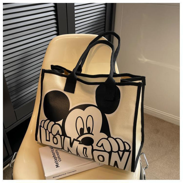 Wholesale cartoon canvas bag niche design commuter bag for women large capacity tote canvas bag