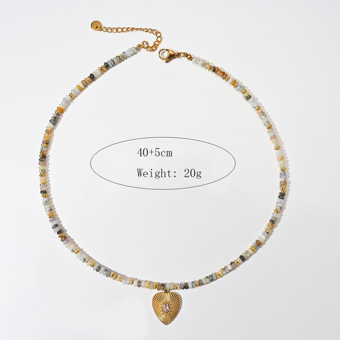 Wholesale Temperament Handmade Natural Stone Necklace Personalized Stainless Steel Drip Oil Pendant Paired with Non Fading