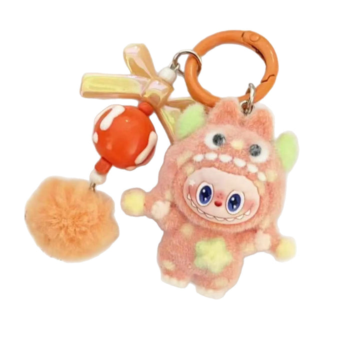 Wholesale Flocked PVC Polka Dot Monster Keychain Bag Charm - Stylish Gift for Students