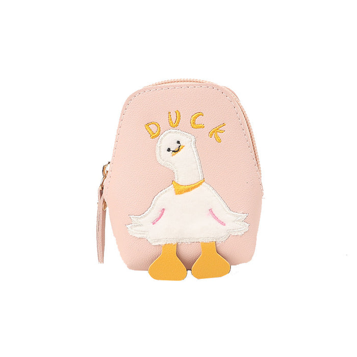 Wholesale Chic Cartoon Duck PU Leather Keychain Coin Purse Zipper Backpack Fashion Accessory Gift