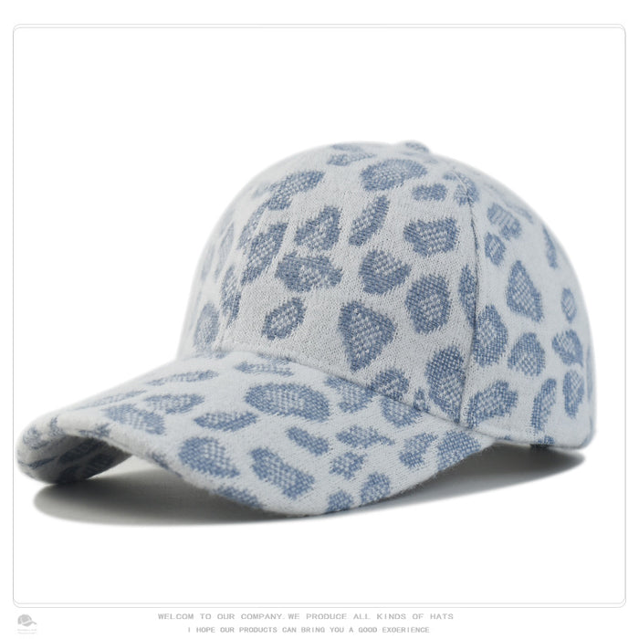 Wholesale Thick warm baseball cap for autumn and winter leopard print retro duckbill cap all-match
