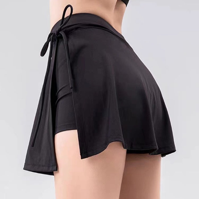 Wholesale Sports yoga short skirt, tennis skirt, anti glare fake two-piece side slit gym