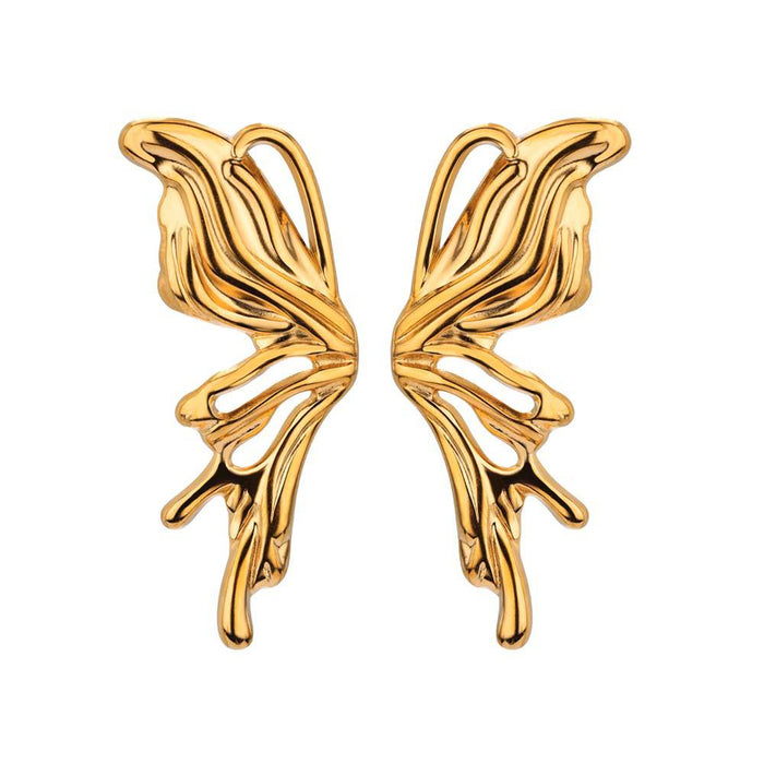 Wholesale Stainless steel 3D butterfly earrings with a stylish design