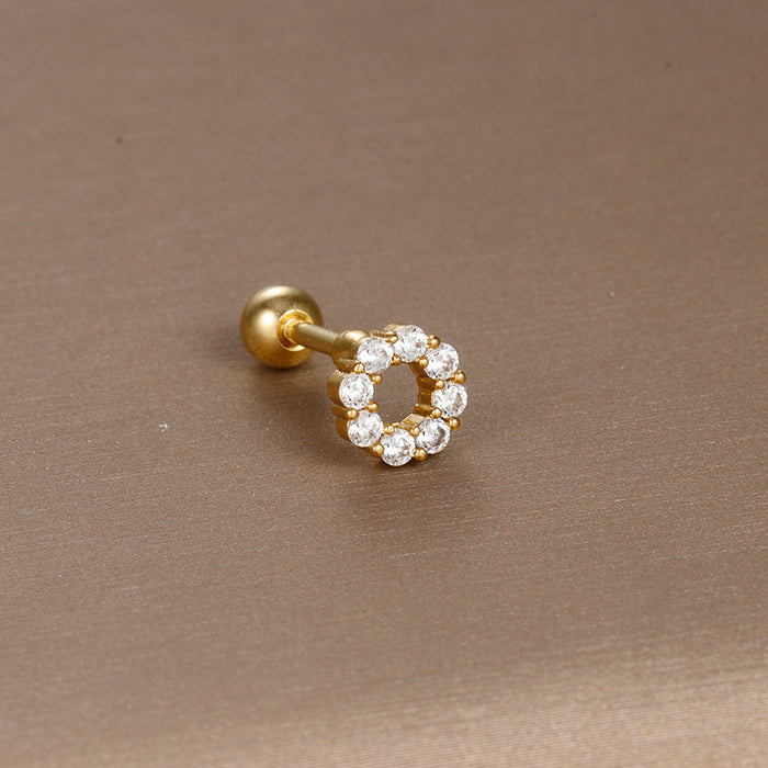 Wholesale Jewelry Stainless Steel Ear Nail Zircon Ball Screw Women