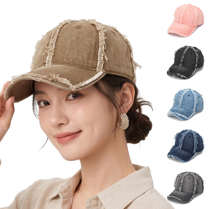 Wholesale Denim Distressed Frayed Baseball Cap Street Style Fashion Accessory Gift Boutique Resale