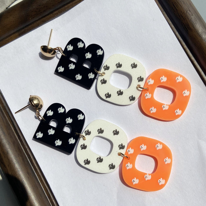 Wholesale  Series Earrings Cute Cartoon Letters Bat Ghost Pumpkin Earrings