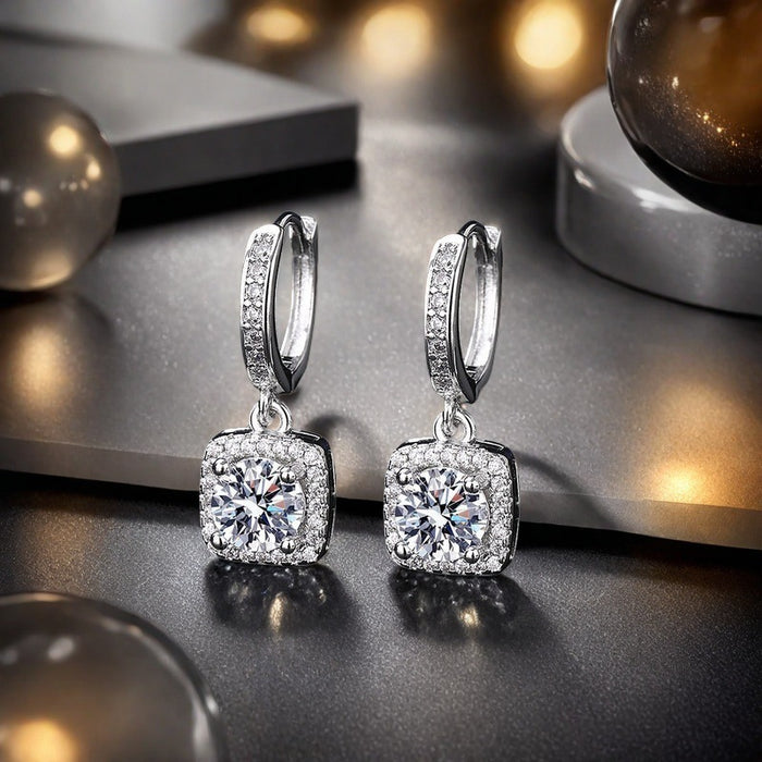 Wholesale Copper inlaid zircon square wrapped full diamond one carat earrings earrings earrings earrings earrings