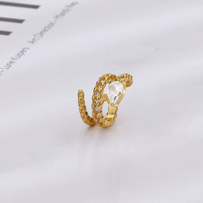 Wholesale snake-shaped ear clip ear bone clip multi-layer design without pierced full diamond zircon earrings