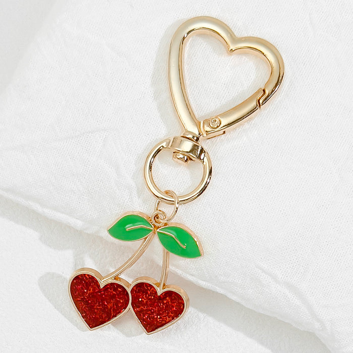 Wholesale Cute Peach Heart Cherry Valentine's Day Keychain