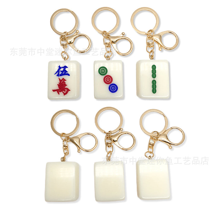 Wholesale Creative Mahjong Keychain Funny Small Accessories Simple Small Pendant Resin Accessories Pendant
