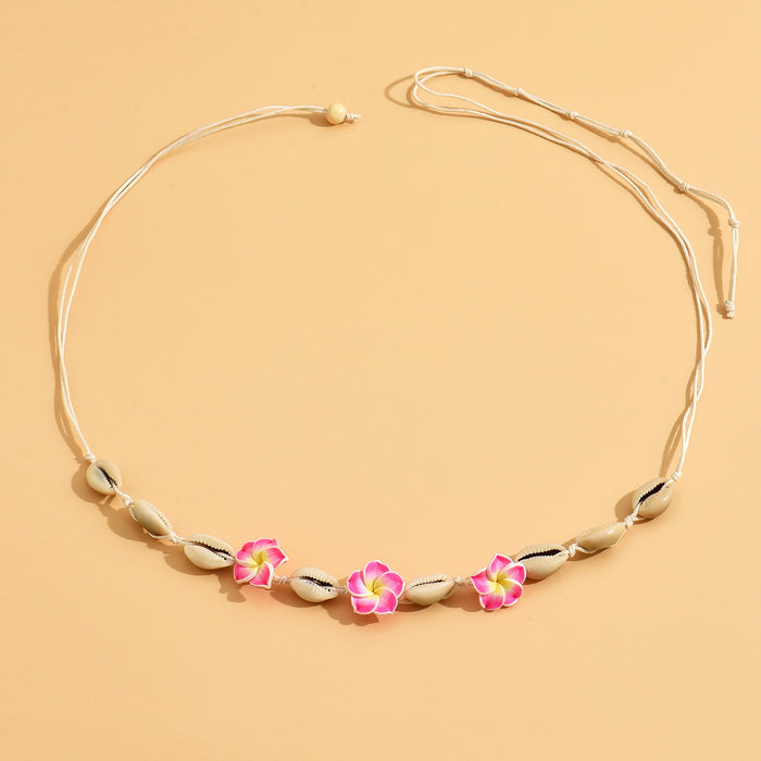 Wholesale Handmade Soft Clay Egg Flower Shell Jewelry Set Pink Beach Style Fashion Accessory