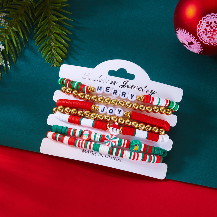 Wholesale Christmas all-match bracelet Christmas tree love soft clay colorful beaded bracelet multi-layer stacking set