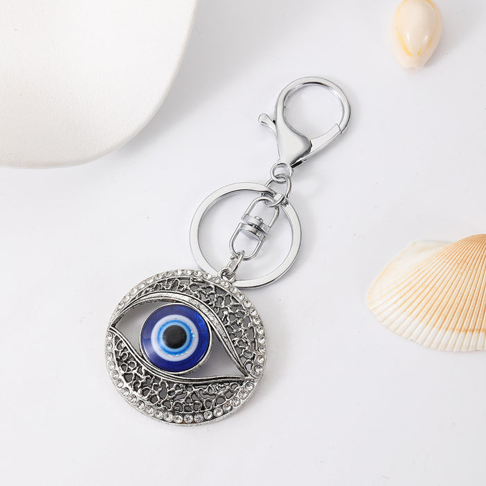 Wholesale Chic Evil Eye Rhinestone Keychain Pendant Zinc Alloy Bag Charm MOQ≥2