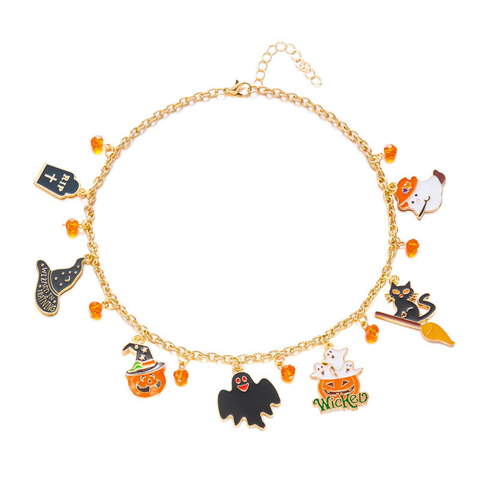 Wholesale Cat Pumpkin Pendant Necklace Chic Boutique Resale for Party