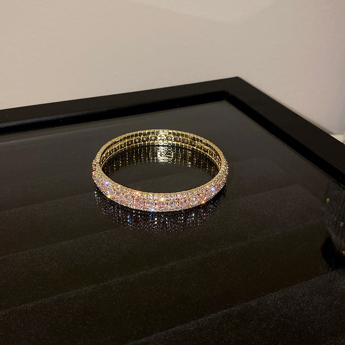 Wholesale Pink Zircon Geometric Round Pull-out Bracelet