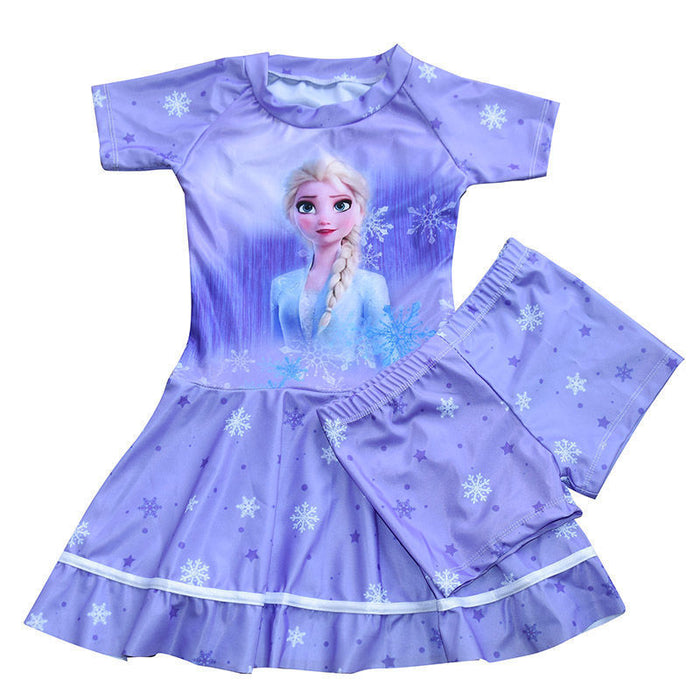 Wholesale Children's swimsuit, girls' split skirt style cartoon swimsuit, cute